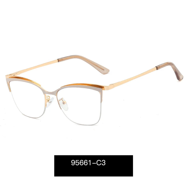 Handoer Women's Full Rim Oval Cat Eye Alloy Eyeglasses 95661