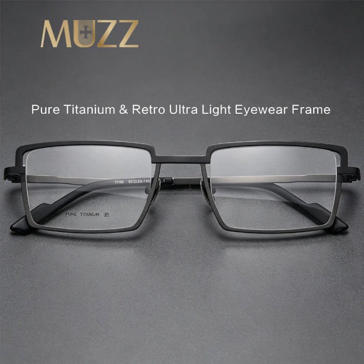 Muzz T7789 men's square IP titanium prescription eyeglasses