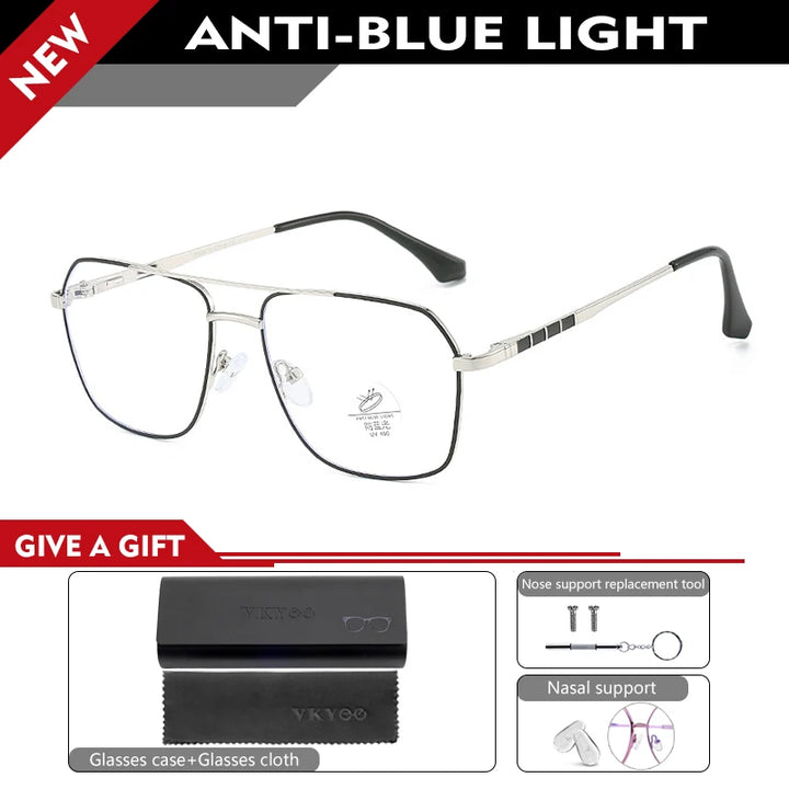 Vicky Unisex Full Rim Square Double Bridge Alloy Reading Glasses 6908 Reading Glasses Vicky -150 6908-C3 