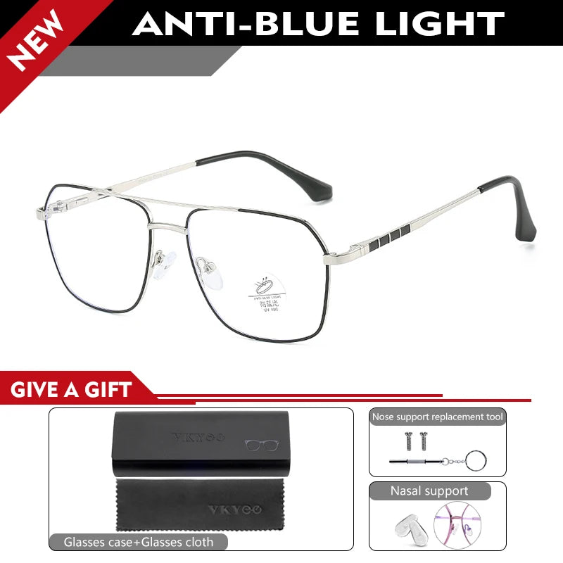 Vicky Women's Full Rim Square Double Bridge Alloy Reading Glasses 69084