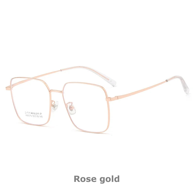 KatKani Womens Full Rim Square Titanium Eyeglasses 86079 Full Rim KatKani Eyeglasses Rose Gold  