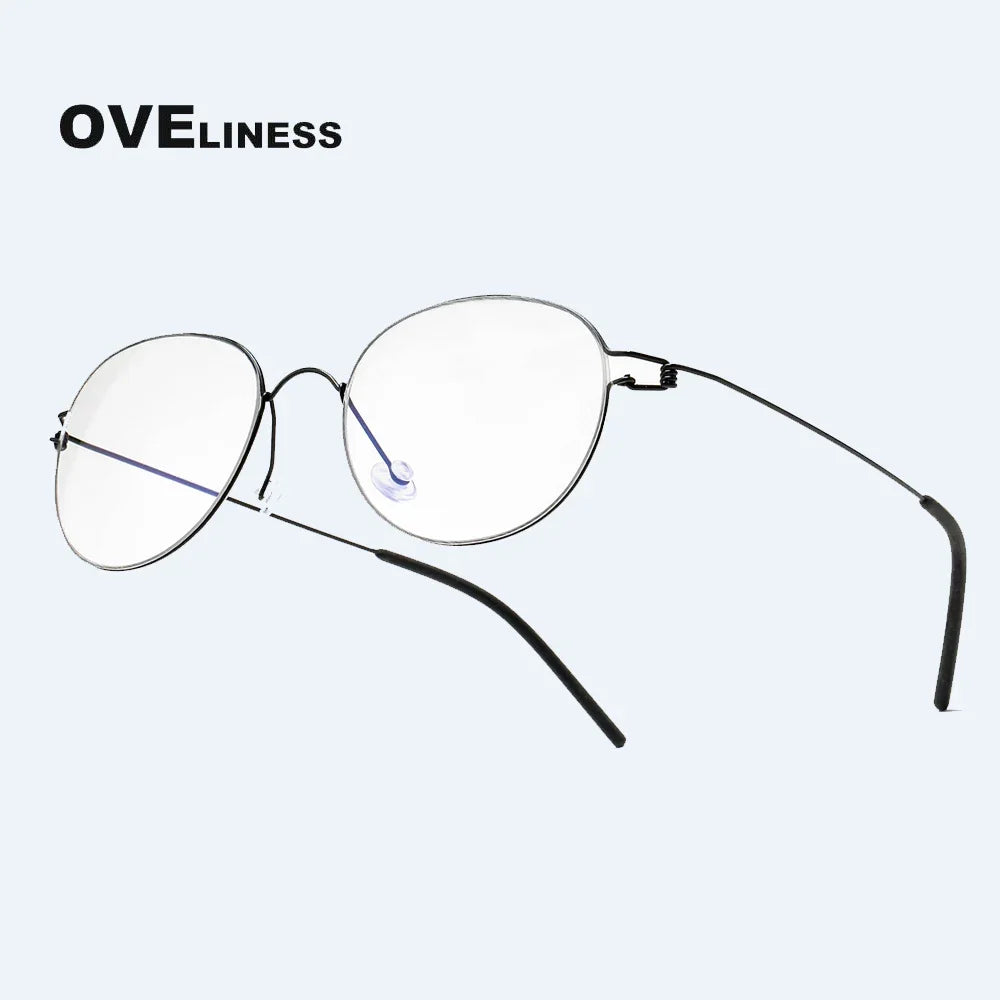 Oveliness Unisex Full Rim Round Screwless Titanium Eyeglasses Os005 Full Rim Oveliness   