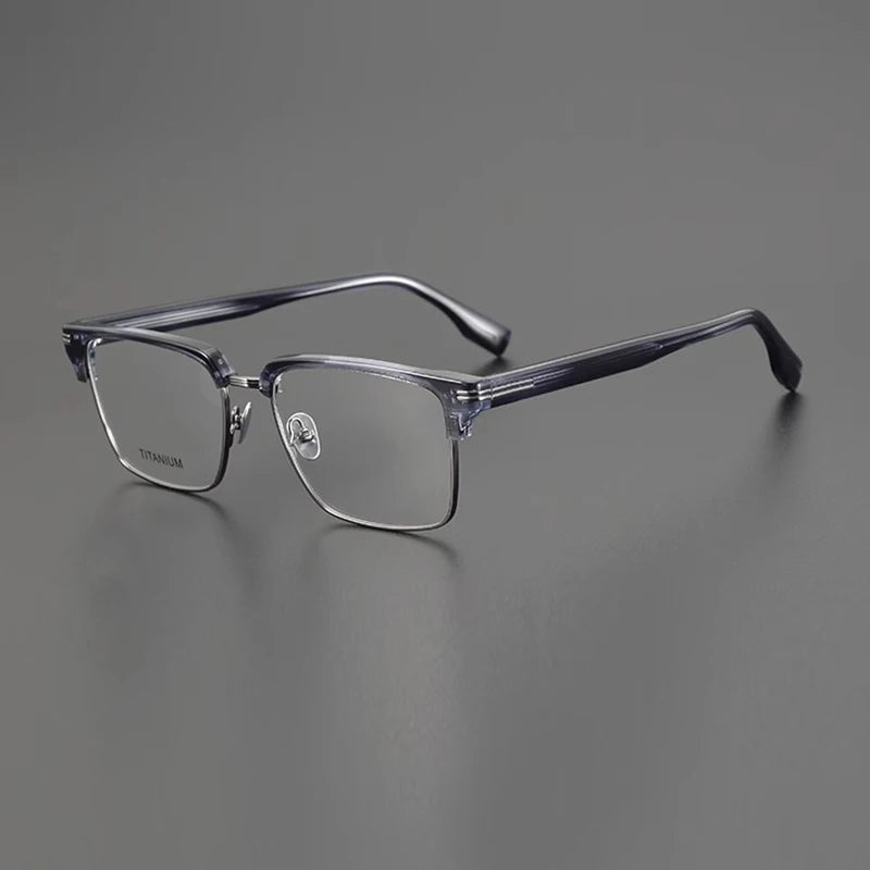 Nobler Unisex Semi Rim Square Titanium Acetate Eyeglasses 0518 Semi Rim Nobler   