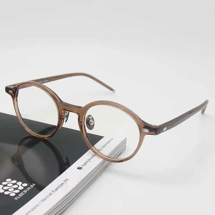 Black Mask Unisex Full Rim Round Acetate Eyeglasses 61705