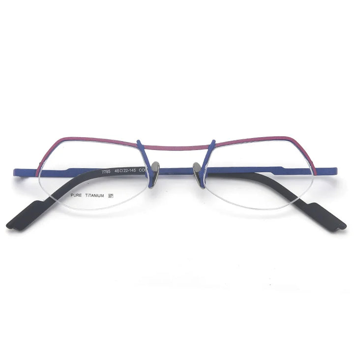 Muzz T7785 unisex small semi-rimless titanium prescription eyeglasses — view 3