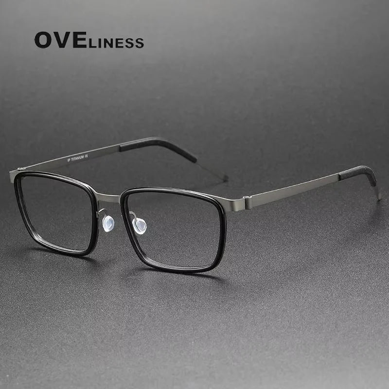 Oveliness Unisex Full Rim Square Titanium Eyeglasses 9711 Full Rim Oveliness black gun  