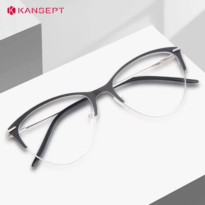 Kansept Women's Full Rim Oval Cat Eye Alloy Tr 90 Reading Glasses 53751