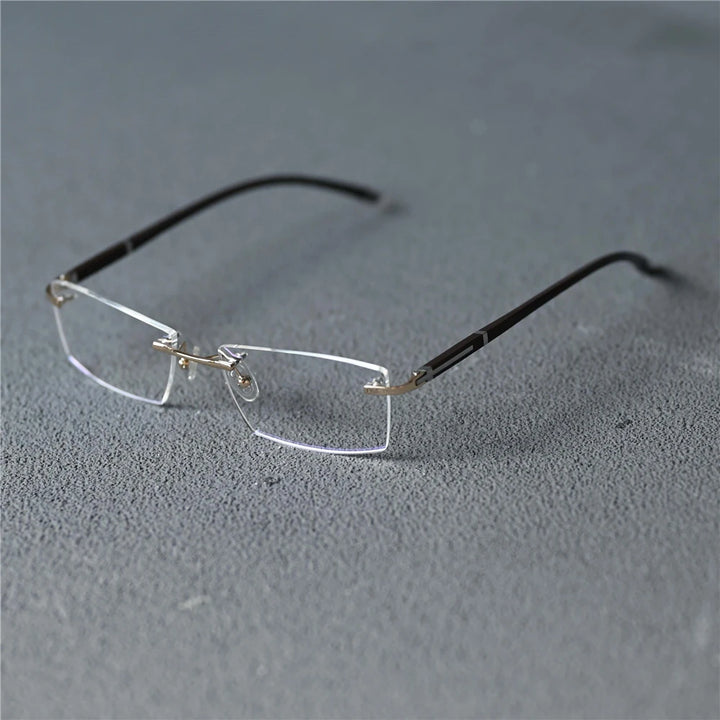 Cubojue Men's Rimless Square Alloy Acetate Eyeglasses 58026 Reading Glasses Cubojue M2 gold