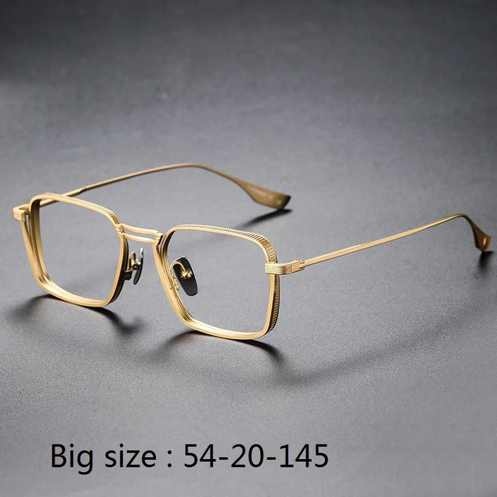 Aimee Unisex Full Rim Square Double Bridge Titanium Eyeglasses 4125 Full Rim Aimee Golden Large  