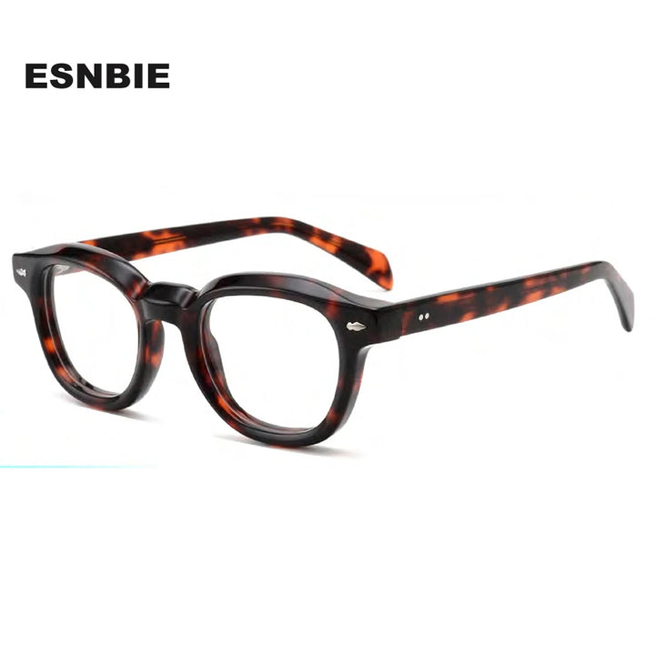 Esnbie Unisex Full Rim Round Acetate Eyeglasses SA216