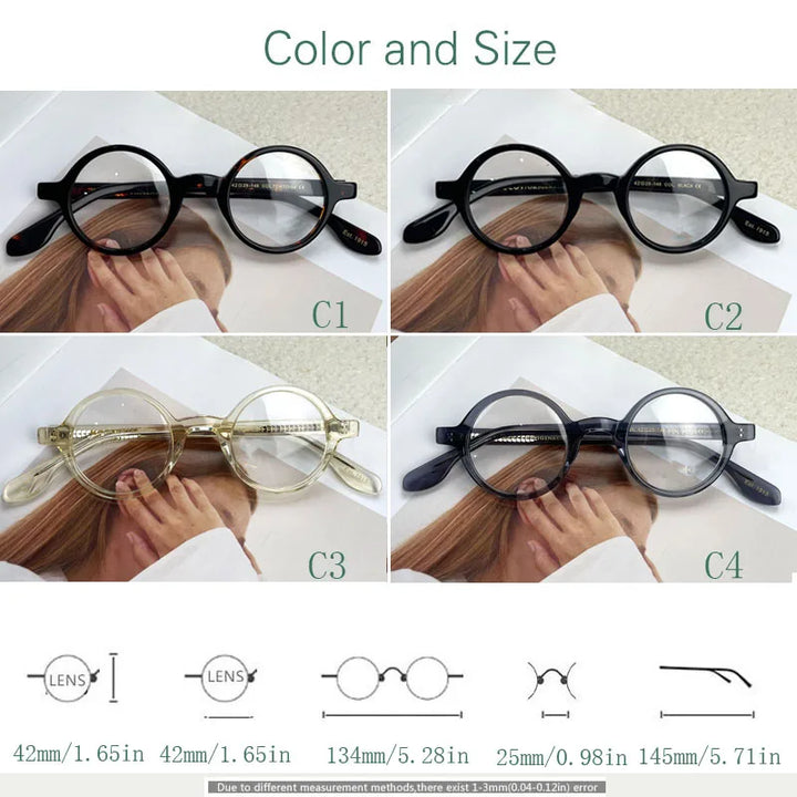 Yujo Unisex Full Rim Round Acetate Eyeglasses 4225e Full Rim Yujo   