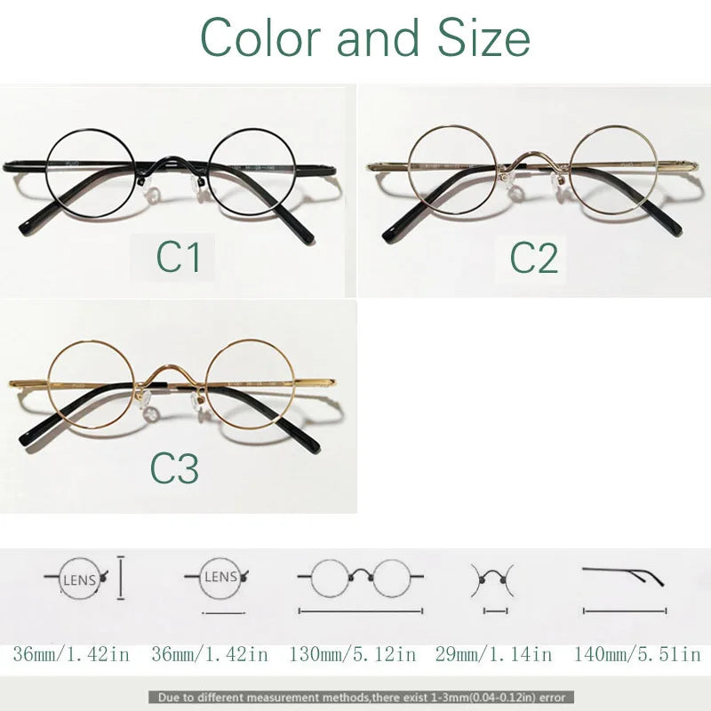 Yujo Women's Full Rim Round Alloy 36 mm Φ Reading Glasses 14125
