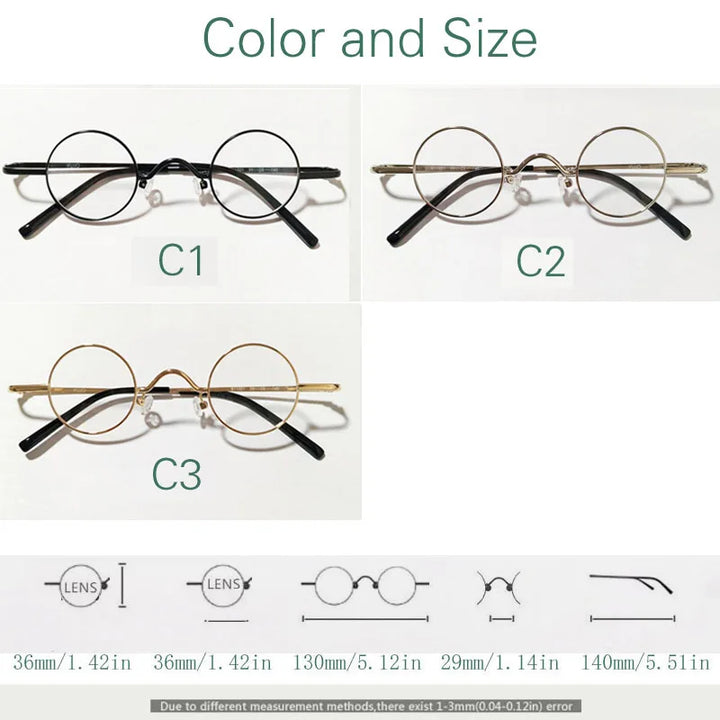 Yujo Women's Full Rim Round Alloy 36 mm Φ Reading Glasses 14125