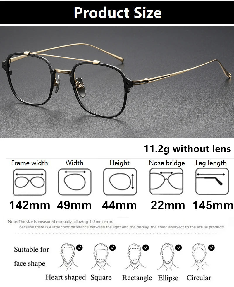 Aimee Unisex Full Rim Square Double Bridge Titanium Eyeglasses 541031