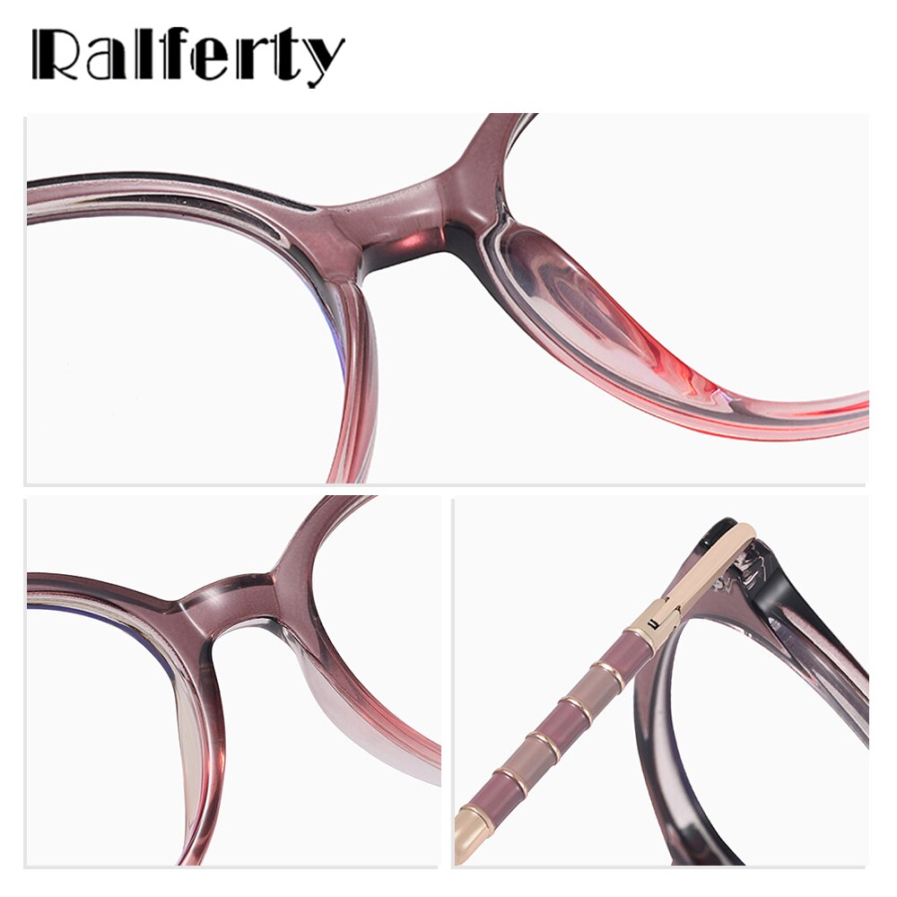 Ralferty Women's Full Rim Round Acetate Eyeglasses F81097 Full Rim Ralferty   