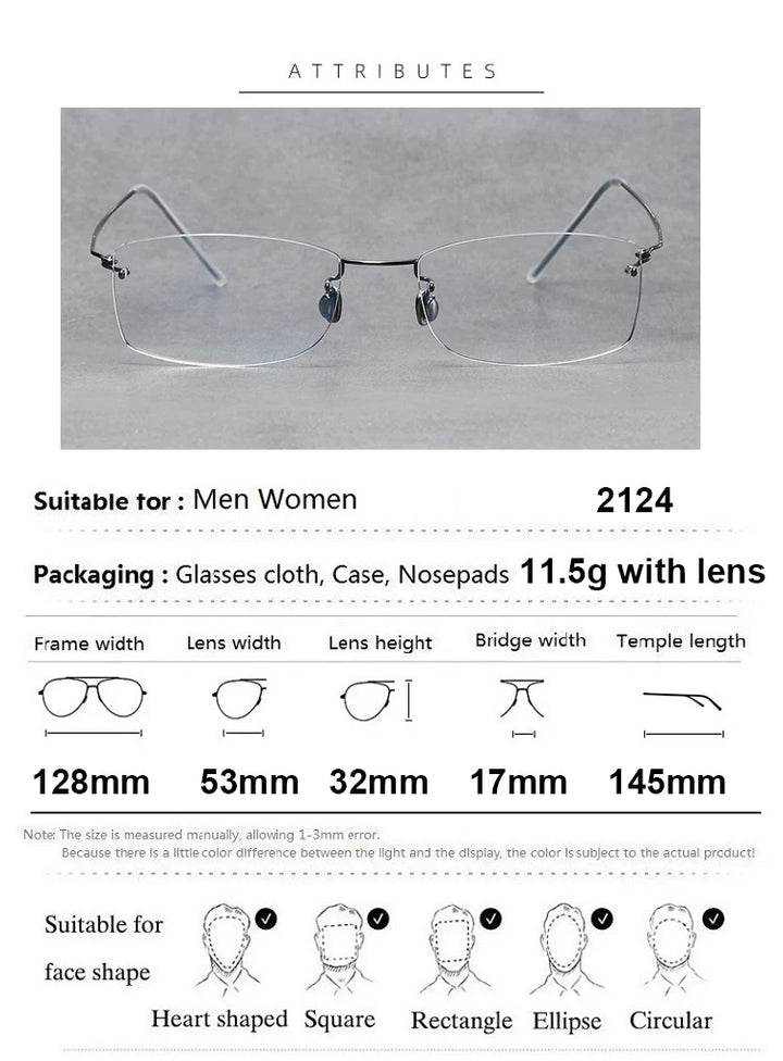 Bobbie Women's Rimless Square Screwless Titanium Eyeglasses 632124