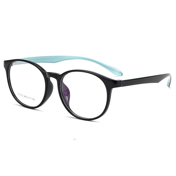 Yimaruili Unisex Full Rim Square Round Tr 90 Eyeglasses 0692006 Full Rim Yimaruili Eyeglasses Black Cyan  