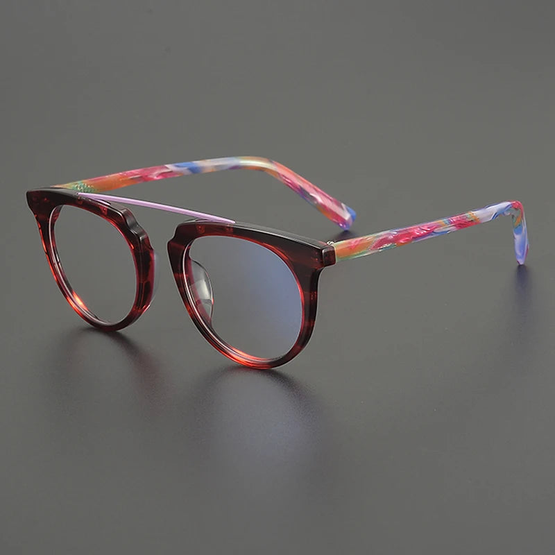 Nobler Unisex Full Rim Flat Top Oval Brow Line Acetate Eyeglasses 48290