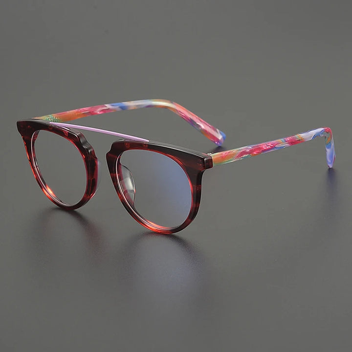 Nobler Unisex Full Rim Flat Top Oval Brow Line Acetate Eyeglasses 48290