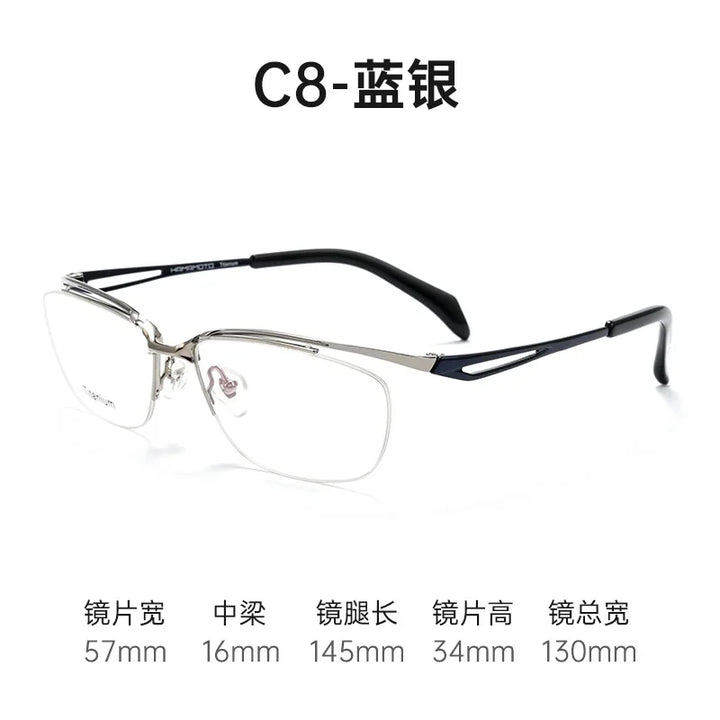 Bclear Women's Semi Rim Oval Square Brow Line Titanium Eyeglasses 842276