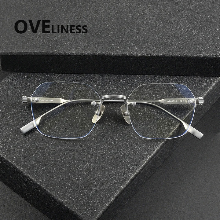 Oveliness Women's Rimless Square Titanium Eyeglasses 81038