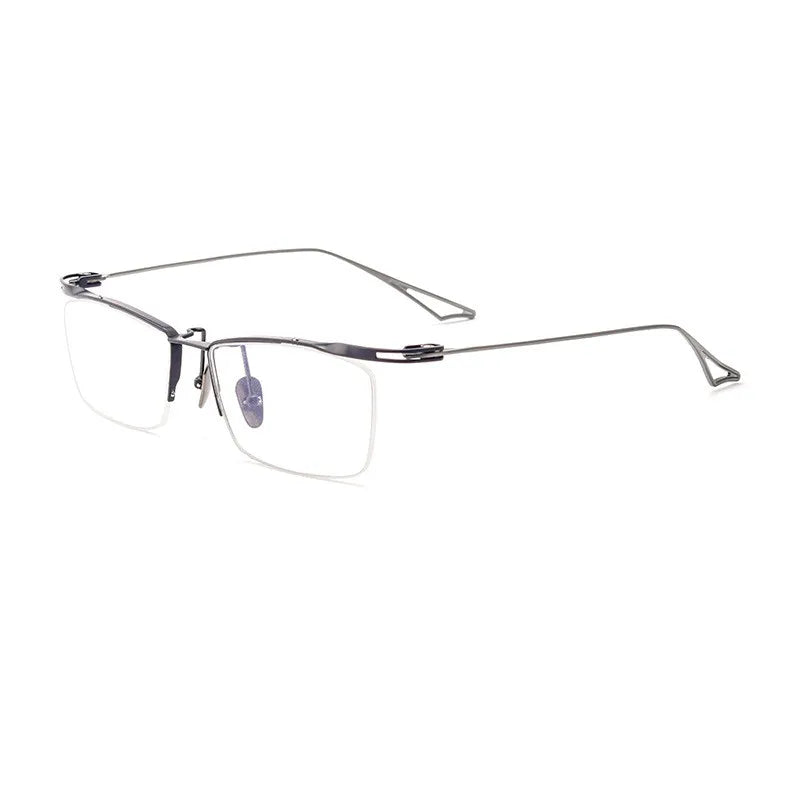 Kocolior Unisex Semi Rim Brow Line Square Titanium Eyeglasses 2266 Semi Rim Kocolior Gun  