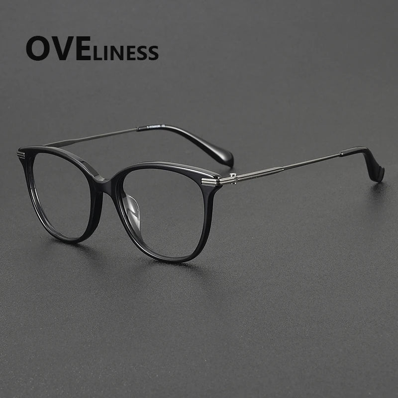 Oveliness Women's Full Rim Oval Square Acetate Titanium Eyeglasses 90005