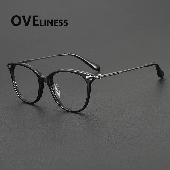 Oveliness Women's Full Rim Oval Square Acetate Titanium Eyeglasses 90005