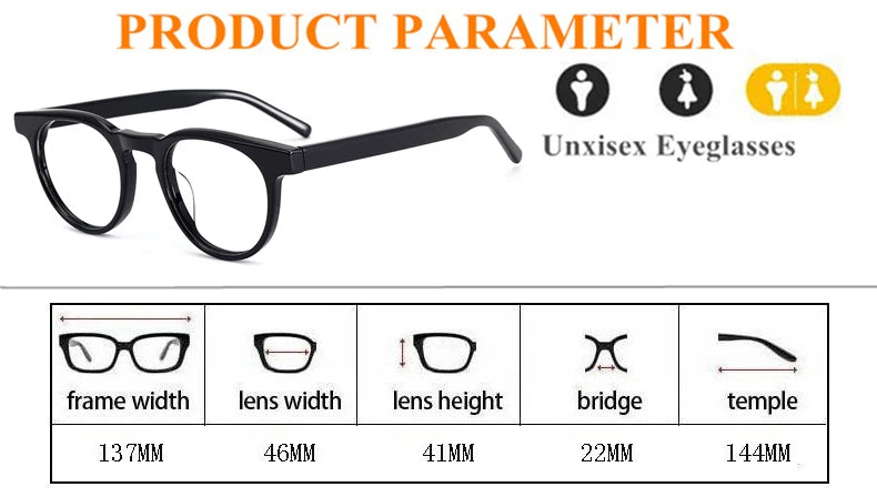 Black Mask Unisex Full Rim Round Acetate Eyeglasses M009 Full Rim Black Mask   