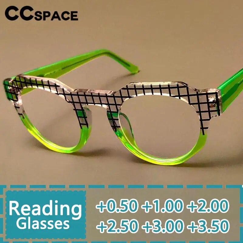 CCSpace Women's Full Rim Round Acetate Reading Glasses R56307 Reading Glasses CCspace   