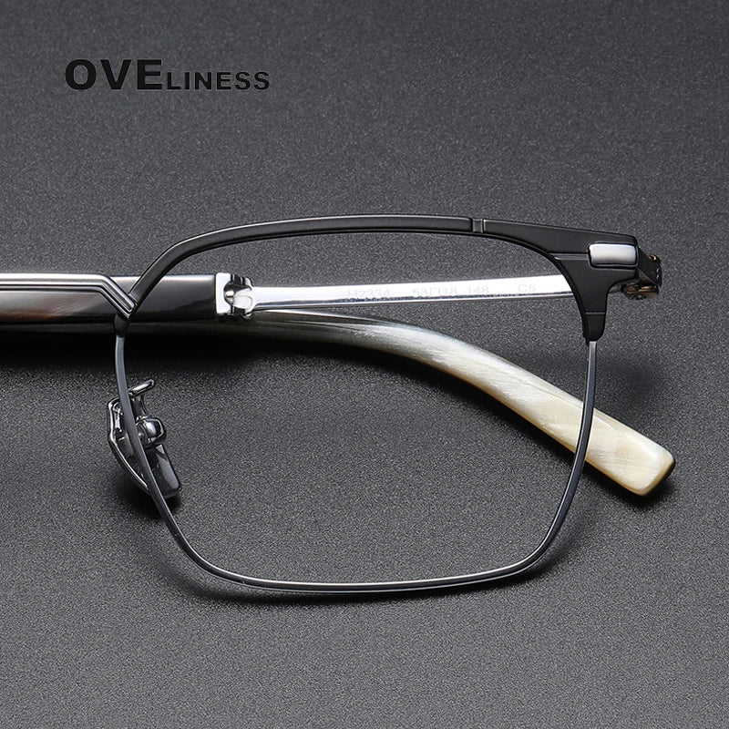 Oveliness Men's Full Rim Square Titanium Eyeglasses O2334 Full Rim Oveliness   