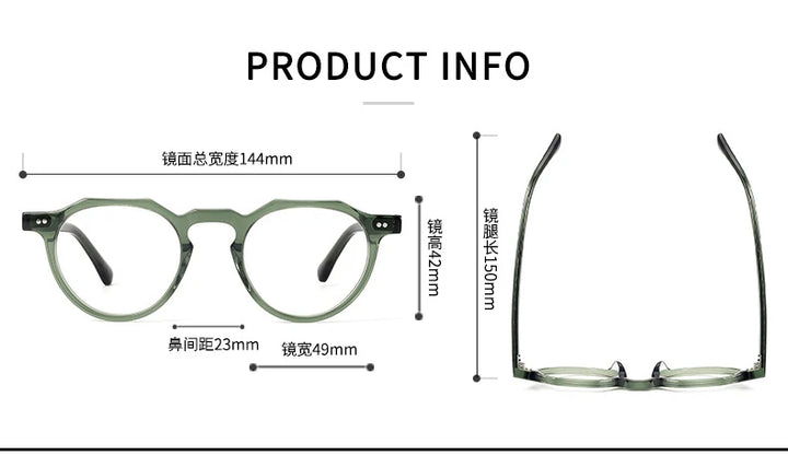 Black Mask Unisex Full Rim Flat Top Round Acetate Eyeglasses 48097 Full Rim Black Mask