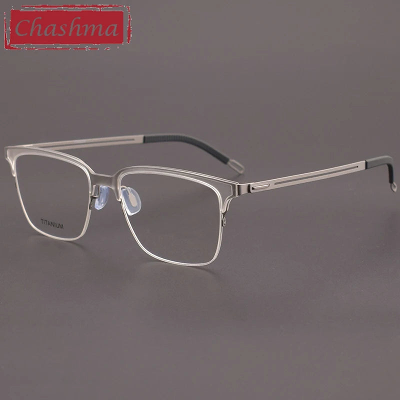 Chashma Unisex Full Rim Square Acetate Titanium Eyeglasses 8212 Full Rim Chashma Transparent Silver  