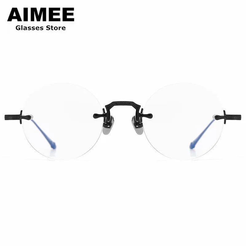 Aimee Men's Rimless Round Titanium Eyeglasses 3105 Rimless Aimee   