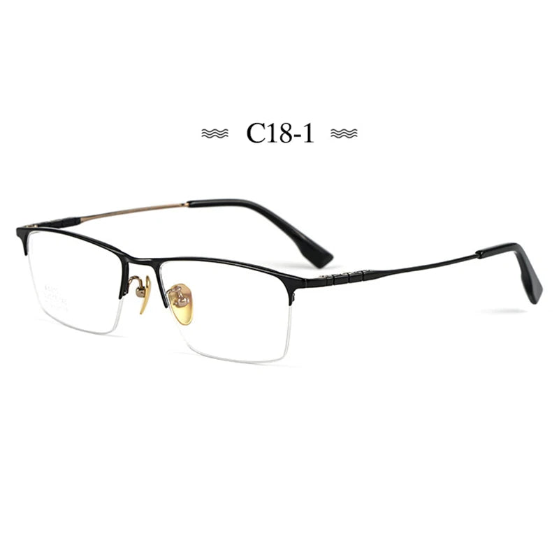Hotochki Men's Semi Rim Square Titanium Eyeglasses 76010