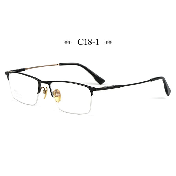 Hotochki Men's Semi Rim Square Titanium Eyeglasses 76010