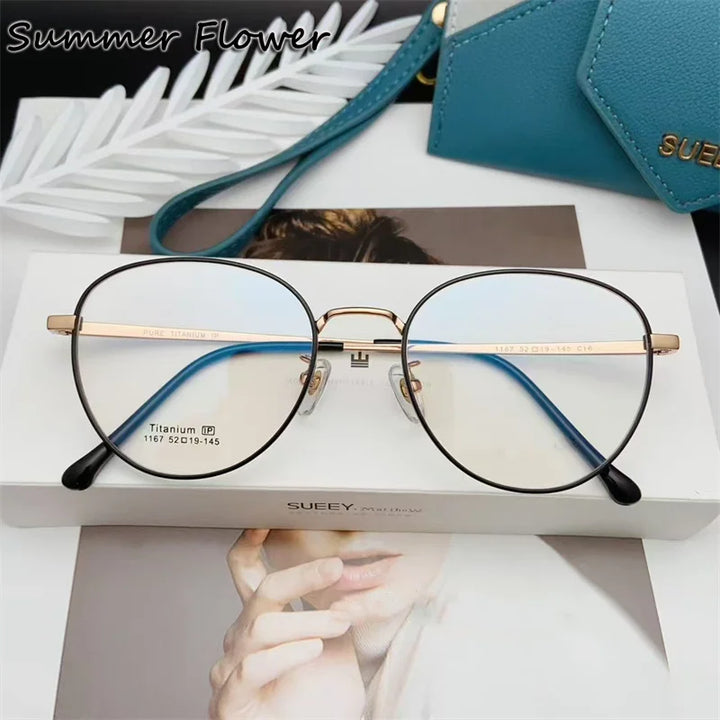 Summer Flower Unisex Full Rim Oval Titanium Eyeglasses 11674
