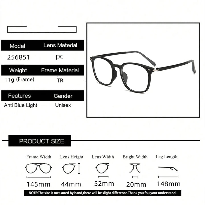 Kocolior Unisex Full Rim Oval Square Tr 90 Eyeglasses 46851