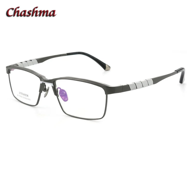 Chashma Ochki Men's Full Rim Square Titanium Eyeglasses Full Rim Chashma Ochki Gray  