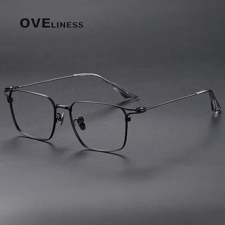 Oveliness Unisex Full Rim Square Titanium Eyeglasses 81001 Full Rim Oveliness black  