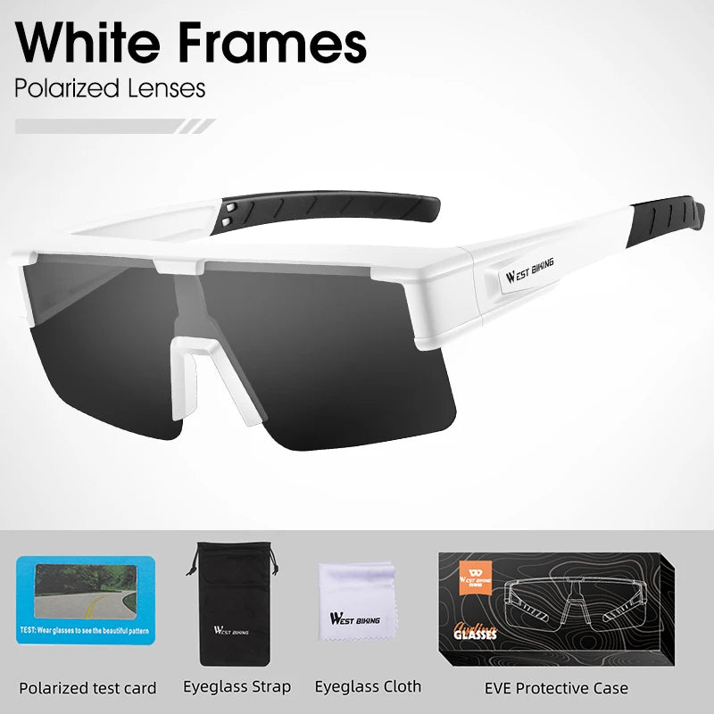 West Biking Unisex Semi Rim Square Polycarbonate Over Frame Sunglasses 930703
