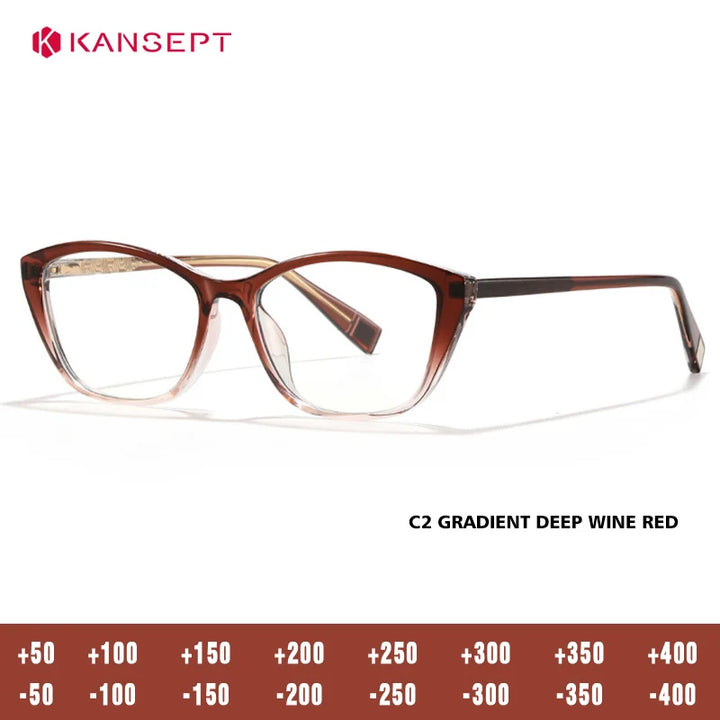 Kansept Women's Full Rim Square Tr 90 Alloy Reading Glasses 27020