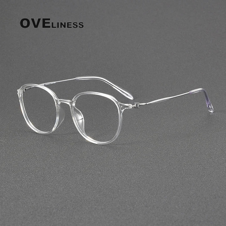 Oveliness Unisex Full Rim Oval Square Acetate Titanium Eyeglasses 8666 Full Rim Oveliness transparent  