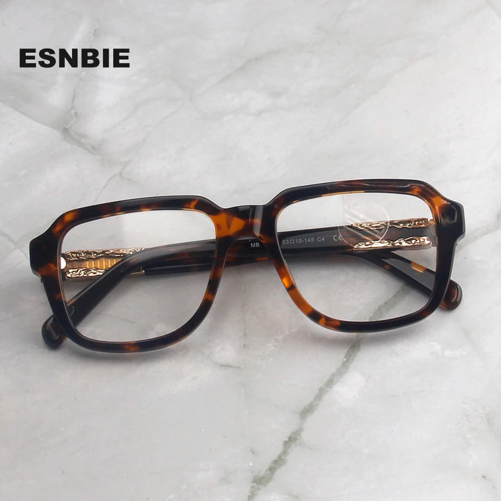 Esnbie Unisex Full Rim Oval Square Brow Line Acetate Eyeglasses 912411