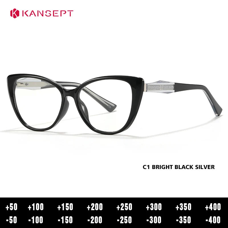 Kansept Women's Full Rim Oval Cat Eye Tr 90 Alloy Reading Glasses 527011