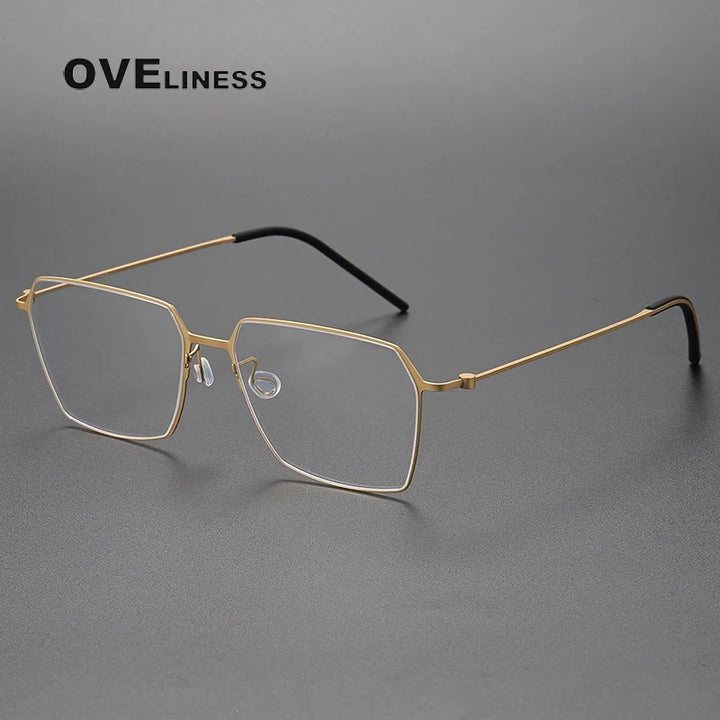 Oveliness Unisex Full Rim Flat Top Square Titanium Eyeglasses O5514 Full Rim Oveliness gold  