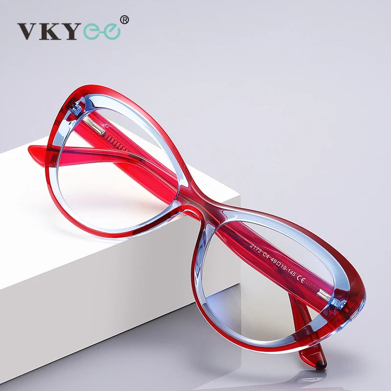 Vicky Women's Full Rim Oval Cat Eye Tr 90 Alloy Reading Glasses 2173 Reading Glasses Vicky   
