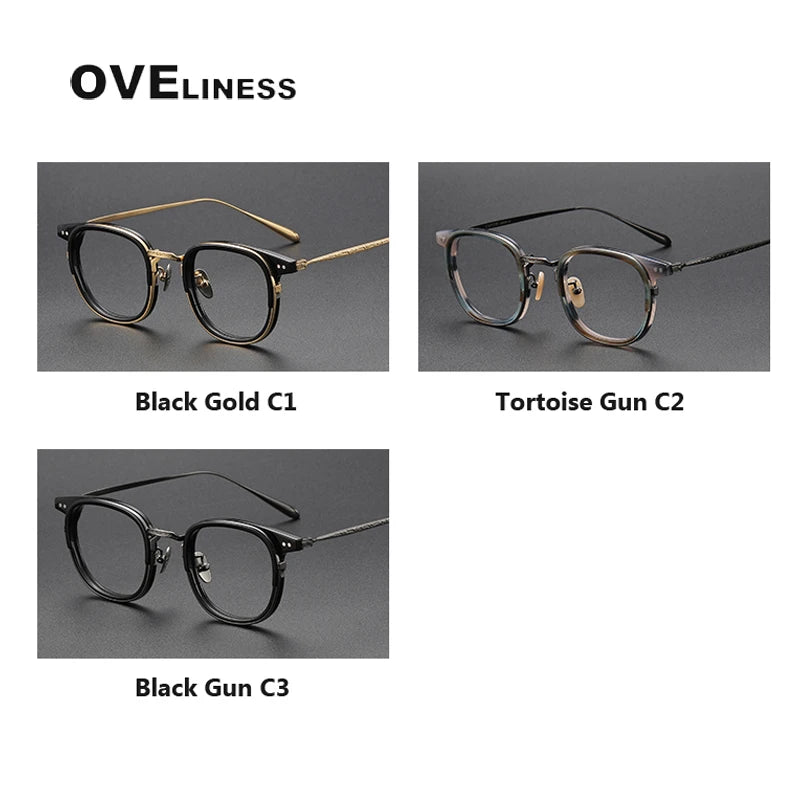 Oveliness Unisex Full Rim Square Acetate Titanium Eyeglasses Og001 Full Rim Oveliness   