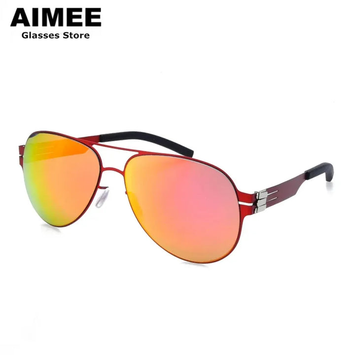 Aimee Men's Full Rim Oval Double Bridge Stainless Steel Polarized Sunglasses 6114 Sunglasses Aimee   