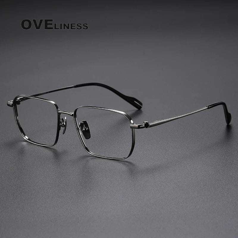 Oveliness Unisex Full Rim Polygon Square Titanium Eyeglasses  81013 Full Rim Oveliness gun  